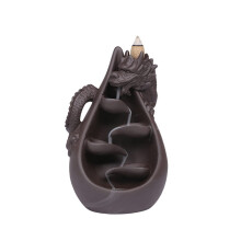 Incense Burner Holder Dragon Relief Waterfall Backflow Aromatherapy Ornament Zen Decor