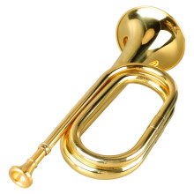 Gold Brass Trumpet C Key with Mouthpiece, Easy to Play Military Style Bugle for Beginners Gift