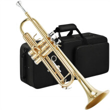 Student Bb Trumpet Set for Beginners with Case and 7C Mouthpiece, Durable Gold Lacquer Brass