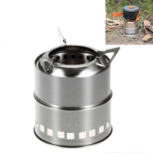 Mini houtkachel, roestvrijstalen kachel voor vaste brandstof, ideaal voor kamperen en reizen, hittebestendig, compact ontwerp van 8 cm.