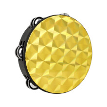 8 Inch Tambourine with Double Row Jingles Wooden Hand Drum Polyester Skin Colorful Design