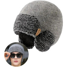 Berretto invernale morbido e caldo in acrilico, elastico in maglia, grigio, taglia unica unisex