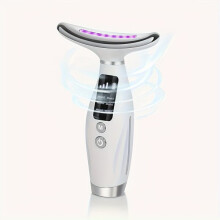 Massageador Facial e de Pescoço LED com 7 Cores de Terapia LED Recarregável via USB para Cuidados com a Pele e Absorção de Soro