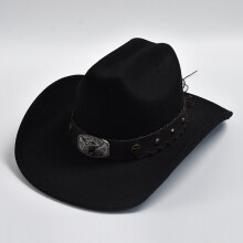 Vintage fedora hoed met brede rand van imitatiewol, jazzstijl, unisex cowboyhoed voor heren en dames