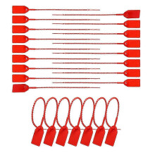 Plastic Security Seals, Bright Red Self-Locking Tamper Evident Tags with Adjustable Length, for Equipment, Bags Retail Security