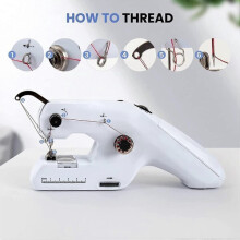 Two-Needle Sewing Machine with Two-Thread Fixation, No Power On Required for Lower Thread, Battery Adapter Powered, for Adult Beginners Home Use