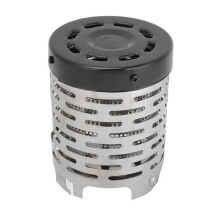 Funda de acero inoxidable resistente a la corrosión para hornillos de camping, con asa antiescaldaduras y cuatro hebillas.