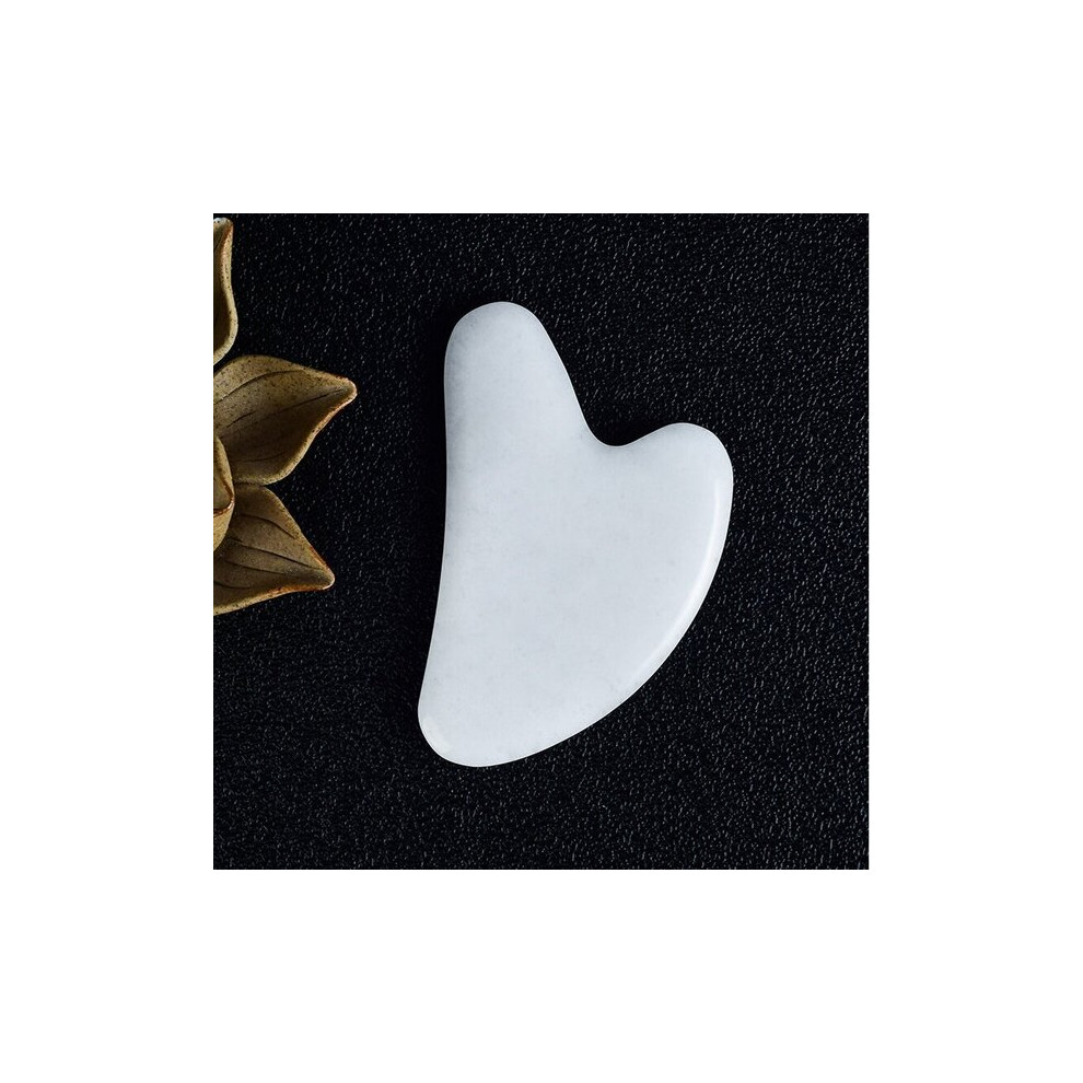 Gua Sha Stone for Body and Facial Massage, White Jade Scraper Tool for Muscle Relaxation and Smooth Skin