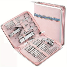 Stainless Steel Manicure Tool Set 26pc Professional Home Salon Use for Complete Nail Cuticle Care