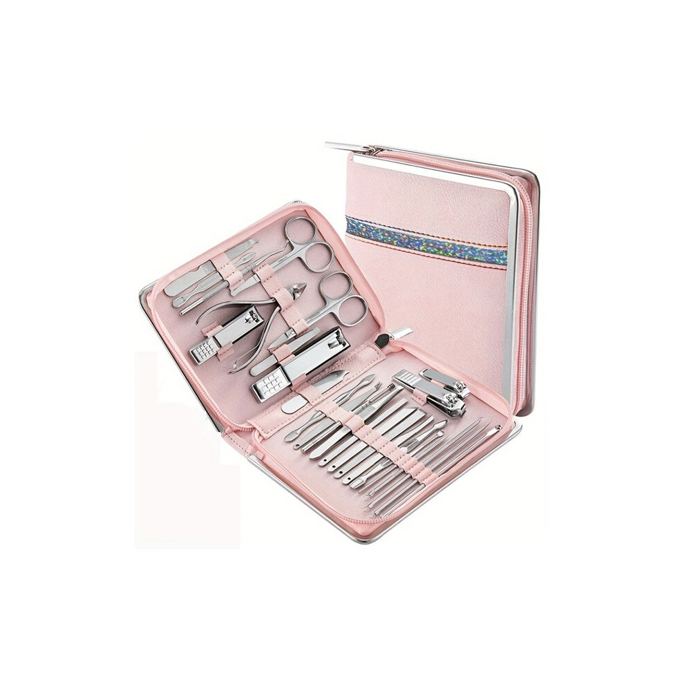 Stainless Steel Manicure Tool Set 26pc Professional Home Salon Use for Complete Nail Cuticle Care