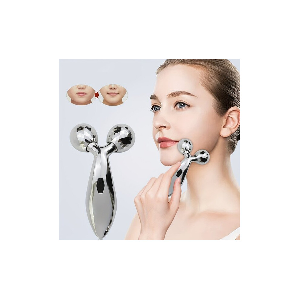 Silver Facial Toning Device 3D Microcurrent Sculpting Massager, Lifting Tool For Facial Contours, Reduces Wrinkles Daily Skincare
