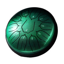 6 Inch 11 Tone Steel Tongue Drum Hand Pan Set Flower Green – BeginnerFriendly with Natural Tone Design
