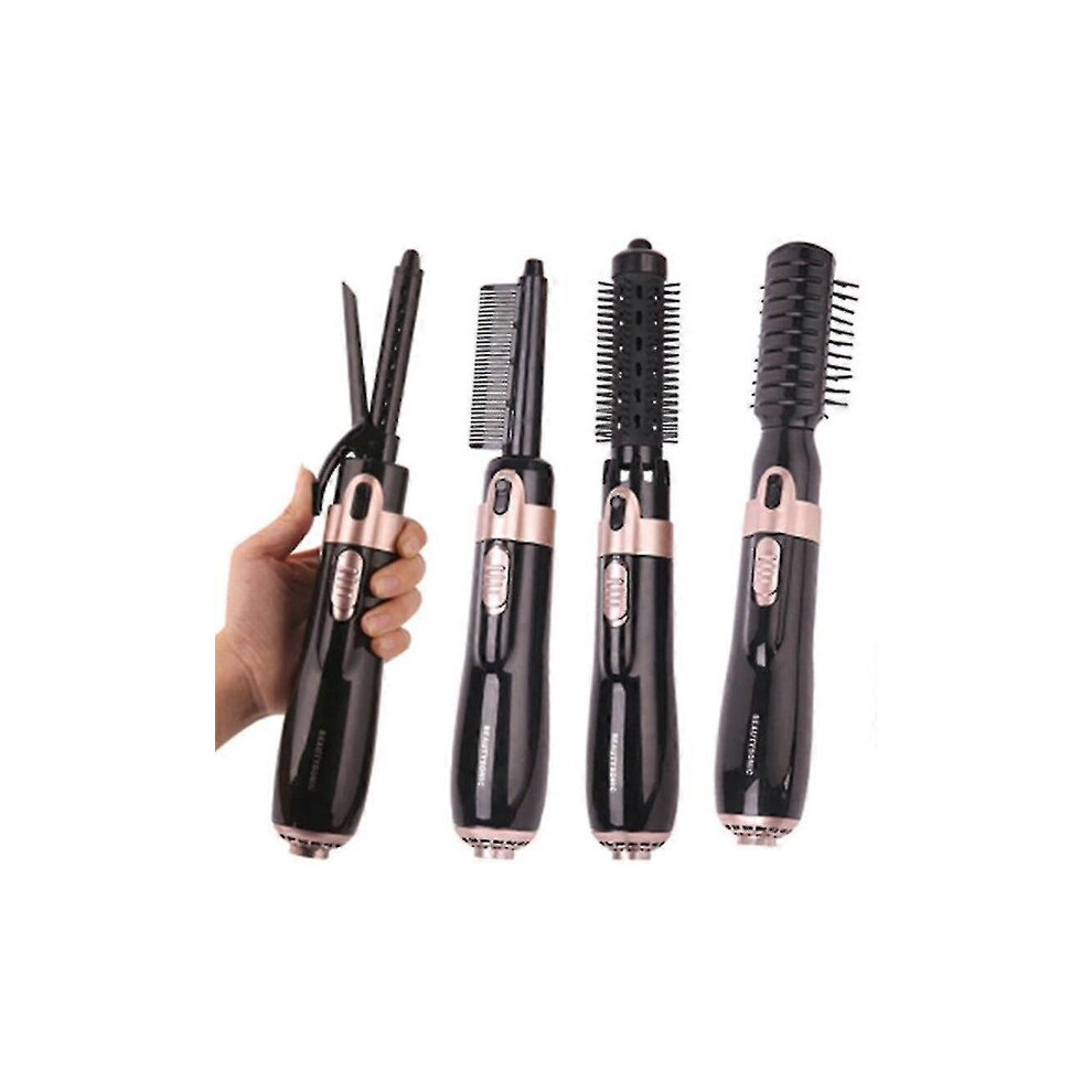 Hot Air Brush 4-in-1 with Tourmaline Ceramic for Straightening and Curling, Negative Ion Hair Dryer Comb for Wet and Dry Hair