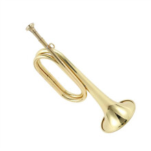 Beginner Brass Bugle Trumpet with Mouthpiece, GoldPlated Durable Cavalry Horn for Marching Bands