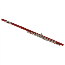 Professional Silver Plated Closed Hole C Key Flute 16 Hole Red Accent for Adult and Student