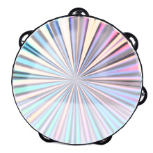 8 Inch Double Row Tambourine with Reflective Finish, Handheld Percussion for Church and Party