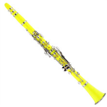 Yellow Plastic Bb Clarinet for Beginners 17Key Easy Play with Nickel Plated Keys and Case