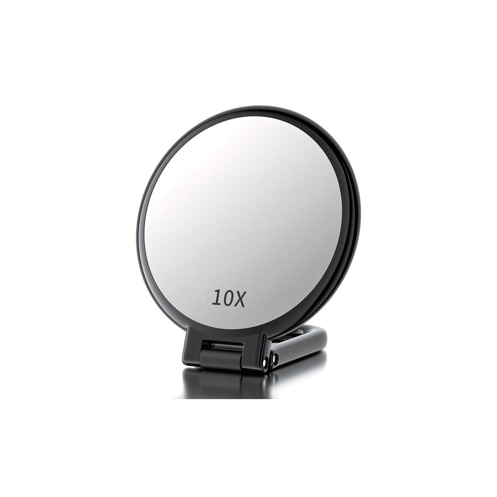 Double-Sided Magnification Mirror with 1X 10X Lenses for Precise Makeup Application, Portable Folding Design with Stand