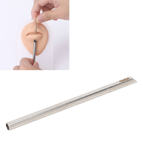 5 Stück hypoallergene Stahl-Piercing-Einschubröhrchen, 7,5 cm