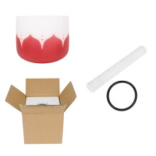 8 Inch Crystal Singing Bowl Set Red C Tone for Yoga Meditation Sound Healing and Chakra Therapy