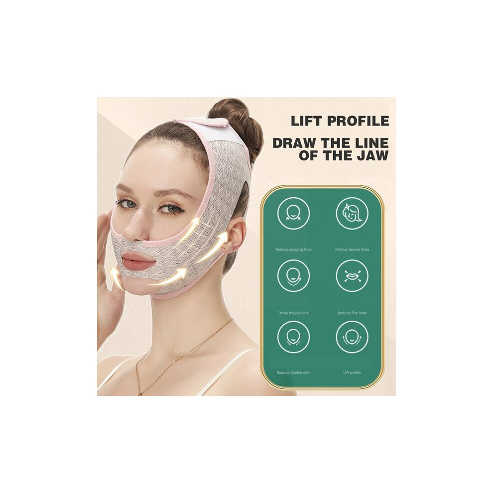 Pink Facial Shaping Sleep Mask For Chin Lifting And Face Tightening, Washable Bandage