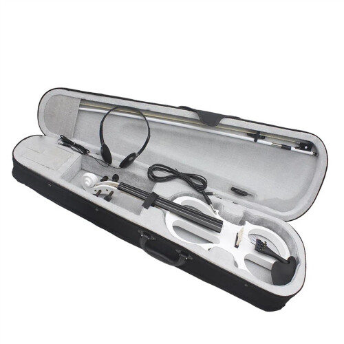 4/4 Full Size Electric Violin for Beginners White Maple Ebony with Accessories