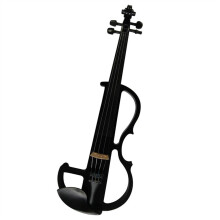 Silent Electric Violin 4/4 Full Size Solid Wood Black with Durable Ebony Fittings for Practice