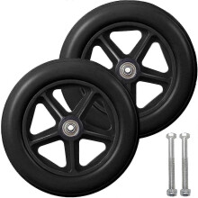 Rodas dianteiras de reposição para cadeiras de rodas, borracha sólida não inflável, 19cm com rolamentos, carga de 120kg