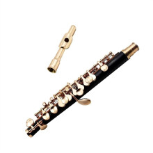 Beginner Piccolo Flute Half Size C Tone 16 Hole Cupronickel Body Gold Plated Keys with Case