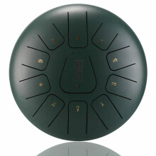 10 Inch 11 Note D Major Steel Tongue Drum Handpan Drum with Bag, Compact Easy‑Play Design (Dark Green)