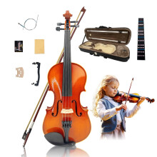 1/2 Size Beginner Acoustic Violin Kit Solid Wood with Ebony Fittings for Students and Adults