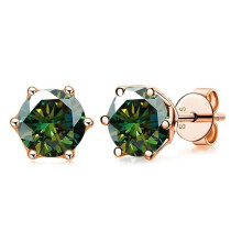 Orecchini da donna con gemme di moissanite verde, perni in argento 925 per orecchie sensibili, gioielli per tutti i giorni