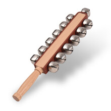 Red Wooden Jingle Bells Shaker Handheld Percussion Instrument for Christmas Parties and Weddings