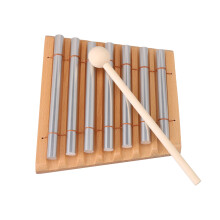7 Tone Hand Chime Set with Mallet, Wooden Percussion Instrument for Classroom Attention Cue and Music Teaching