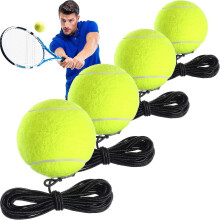 Tennis-Trainingsball mit Seil, 4er-Pack, kein Ballholen nötig für ununterbrochenes Spiel, für Anfänger und Fortgeschrittene