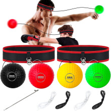 Reaction Training Ball Set with Adjustable Headband 4 Level Balls, Improves Hand-Eye Coordination, Soft Foam for Safe Indoor Practice