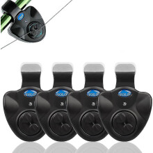 Bite Alarm Set of 4 with LED Indicator for Night Fishing, Long-Lasting Battery for Multi-Rod Anglers