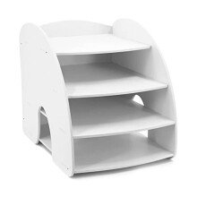 File Organiser 4 Tier White, Eco-Friendly WPC Material Waterproof Easy to Clean, A-Shape Desktop Rack for Office Home
