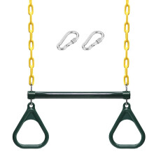 Trapezschaukel-Set mit 2 Ringen, komplett montierter, rostfreier Kette, höhenverstellbar für Kinderspiel im Freien, Tragkraft 100 kg