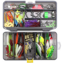 Fishing Lure Set with Tackle Box, 168 Hooks Spinners Sinkers for Freshwater and Saltwater Angling