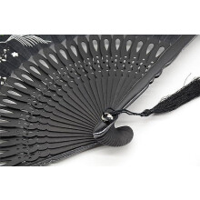 Eleganter Handfächer mit Quaste für Damen, Seidenstoff, Bambusrahmen, inklusive Etui, ideal für Tanzaufführungen, Bühnenauftritte und Hochzeiten.