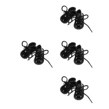 4Paare Mini Schuhe Für Puppen Schwarz Aus Strapazierfähigem Kunstleder