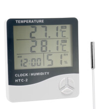 Horloge numérique intérieure/extérieure avec hygromètre et thermomètre, sonde, 105*98*23mm