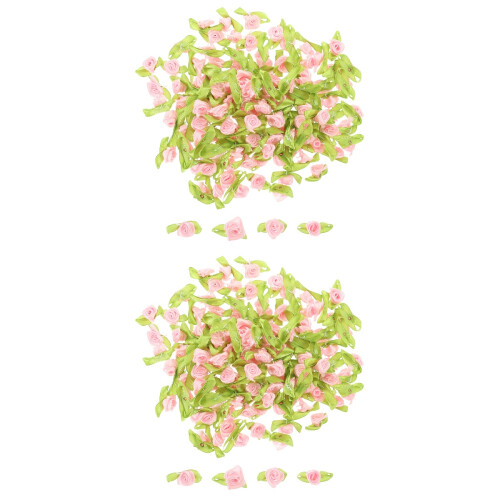 1000Stk Polyester Blüten Applikationen Rosa Für DIY Kleidung