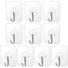 Transparente Klebehaken, 10 Stück, Tragkraft 5 kg, wasserfestes PVC, für Wand, Bad und Küche