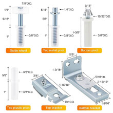 Bifold Door Hardware Repair Kit, Complete Set with Spring-Loaded Pivots Wheels for Smooth Sliding Folding Doors, Durable Steel Nylon Construction