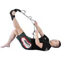 Multi-Loop Yoga Strap for Injury Prevention, Durable Cotton Polyester Oxford Fabric, Black Exercise Band for Dance Workouts
