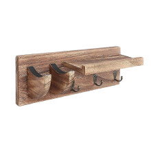 Gitarrenwandhalterung mit Plektrumablage, 3 Haken für Gurte, Wandhalterung aus Massivholz für mehrere Gitarren, platzsparend