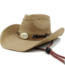 Western cowboyhoed, verstelbaar 56-58 cm voor volwassenen, strohoed voor lente, zomer en herfst, ademend met verstelbare gesp.