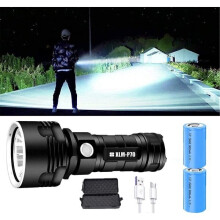 LED-zaklamp voor buiten met 26650-batterij, 6800 mAh, IPX4 waterdicht, ideaal voor kamperen, wandelen en vissen.